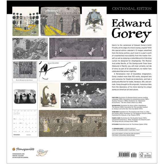 Edward Gorey Wall Calendar