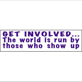 GET INVOLVED WORLD RUN BY Bumper Sticker