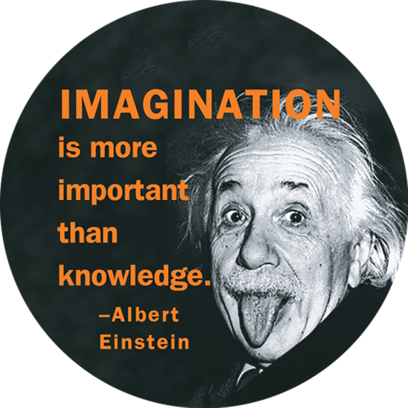 Imagination Albert Einstein Button GONE