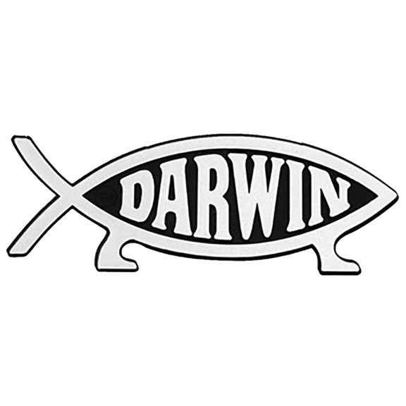 Darwin Fish Silver Car Emblem