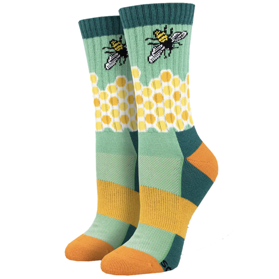 Honeycomb Bee Socks Seafoam Size S/M