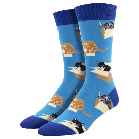 Cat In A Box Socks - Blue