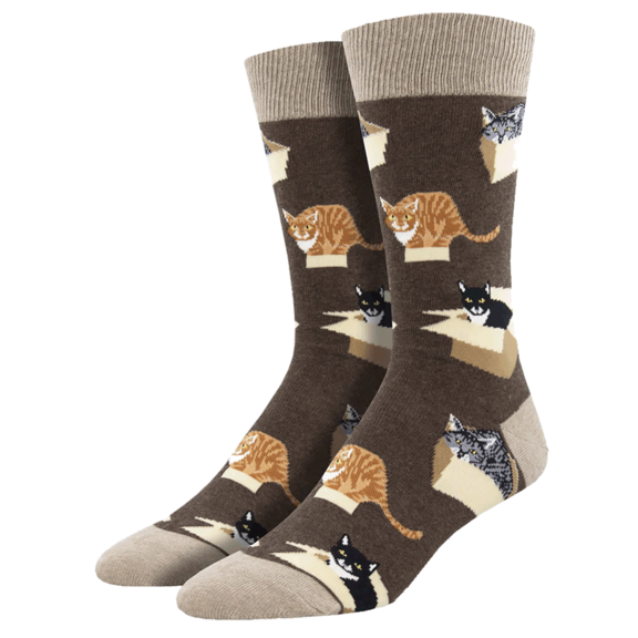 Cat In A Box Socks - Brown GONE