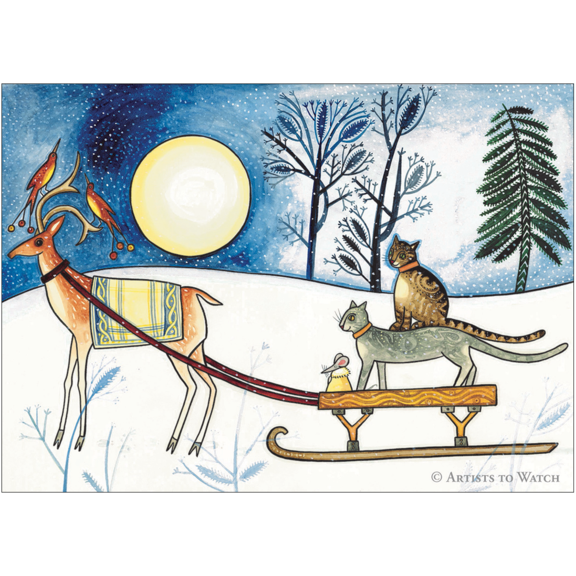 Midwinter Cats 12 Note Card Set