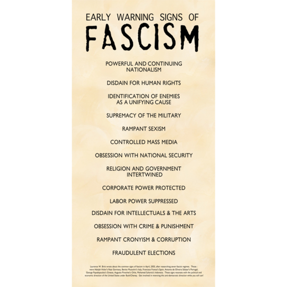 Early Signs Of Fascism Poster