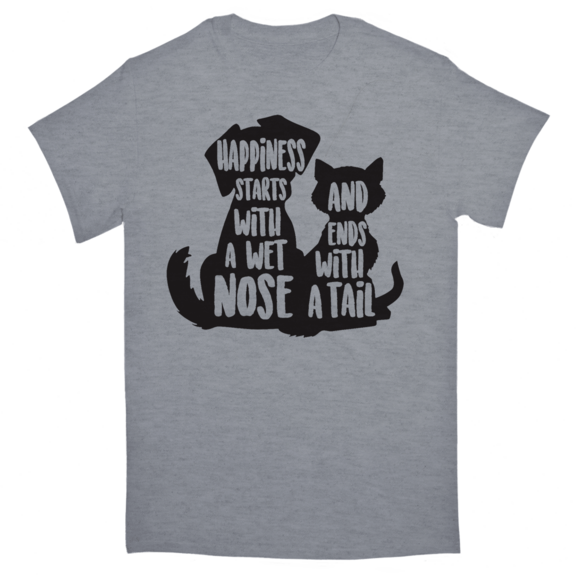 Happiness Starts Wet Nose Tail TShirt