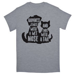 Happiness Starts Wet Nose Tail TShirt