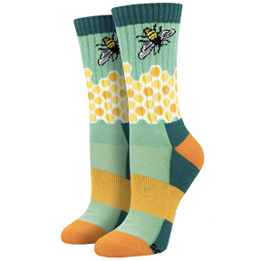 Honeycomb Bee Socks Seafoam Size S/M